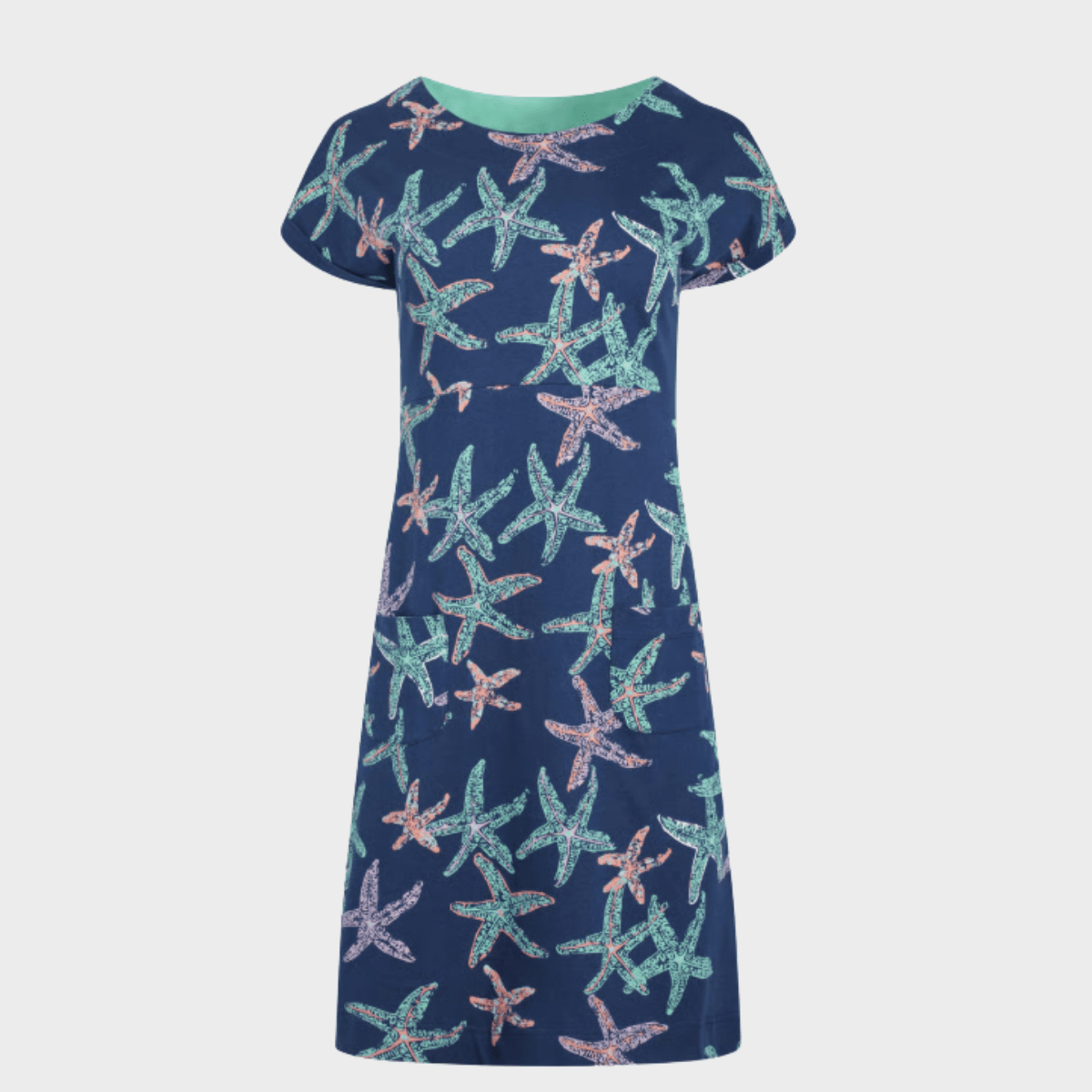 Ladies Printed Jersey Dress Navy/Green from You Know Who's