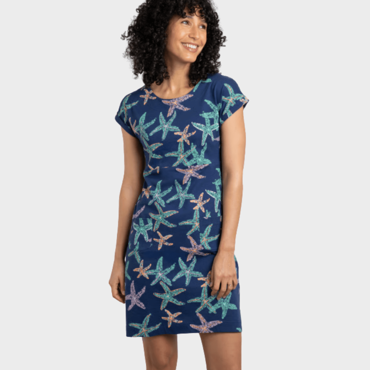 Ladies Printed Jersey Dress Navy/Green from You Know Who's