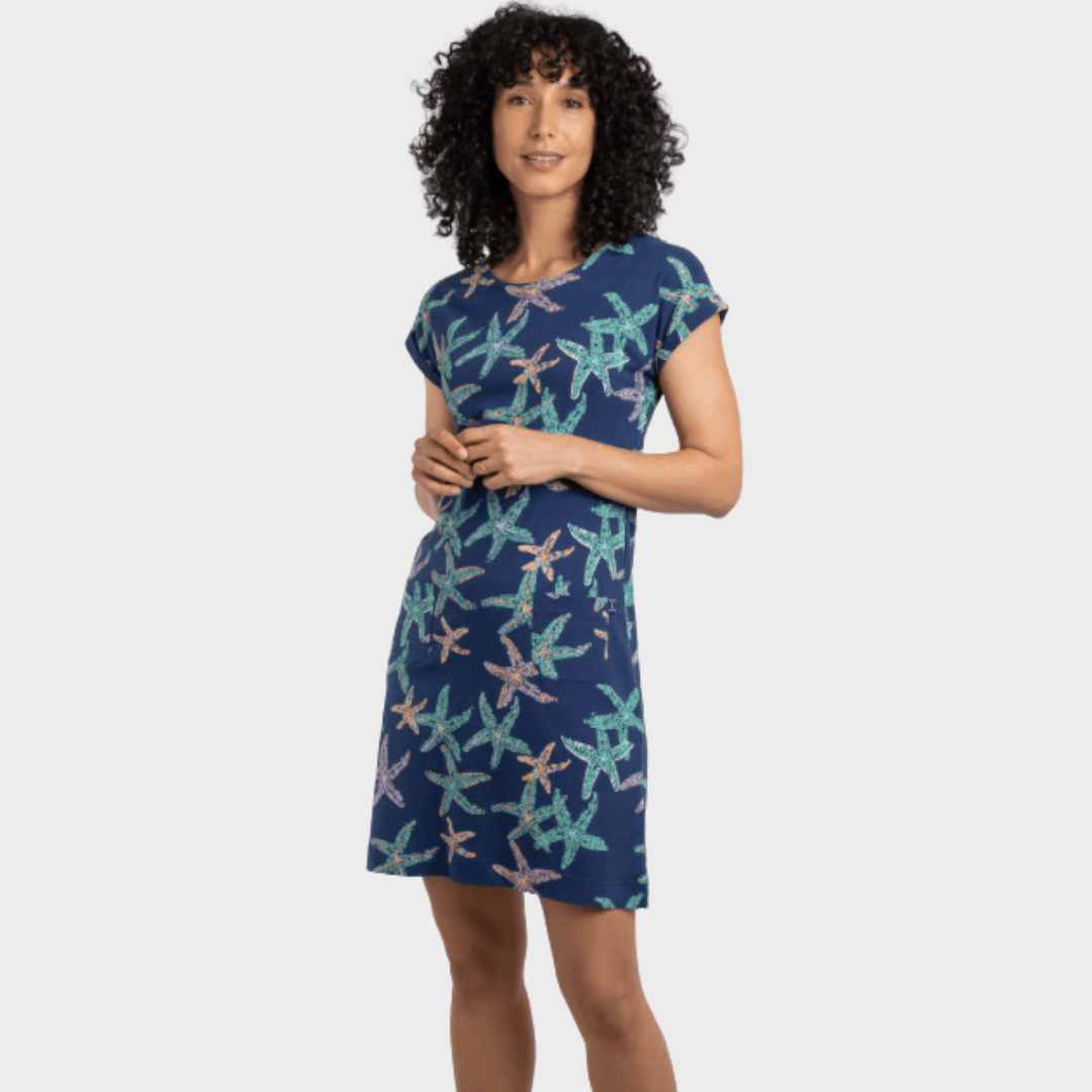Ladies Printed Jersey Dress Navy/Green from You Know Who's