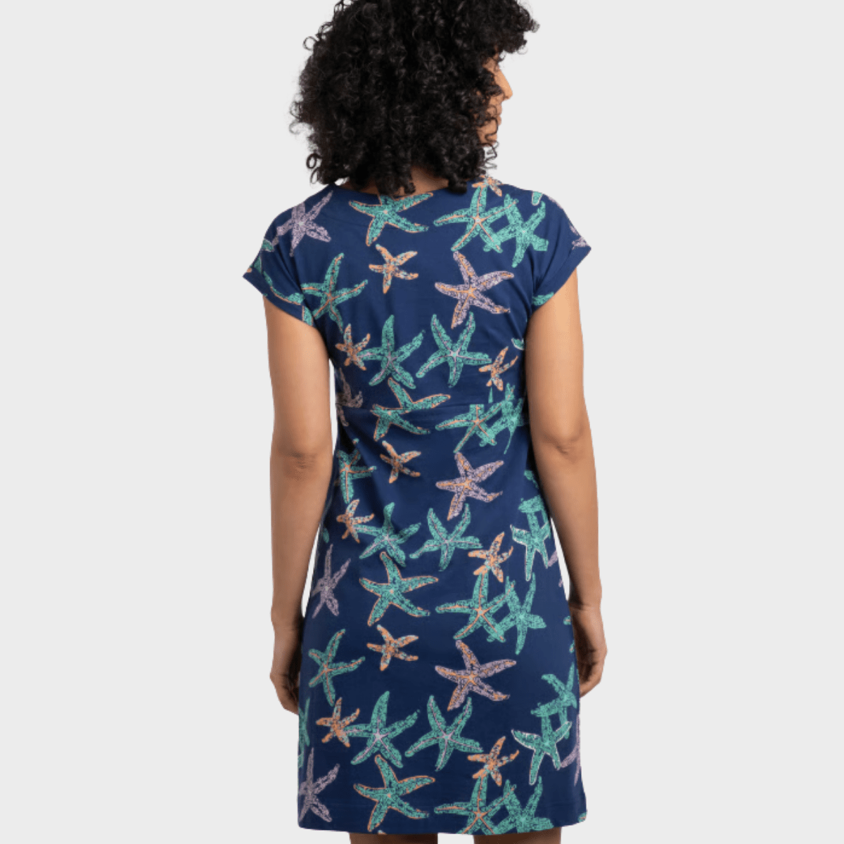 Ladies Printed Jersey Dress Navy/Green from You Know Who's