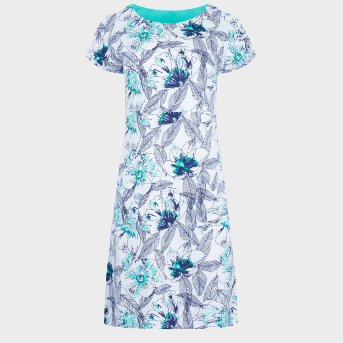Ladies Printed Jersey Dress White/Green from You Know Who's