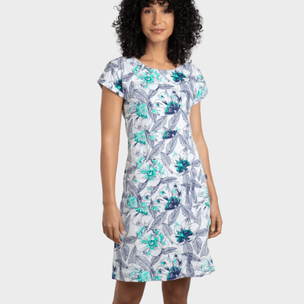 Ladies Printed Jersey Dress White/Green from You Know Who's