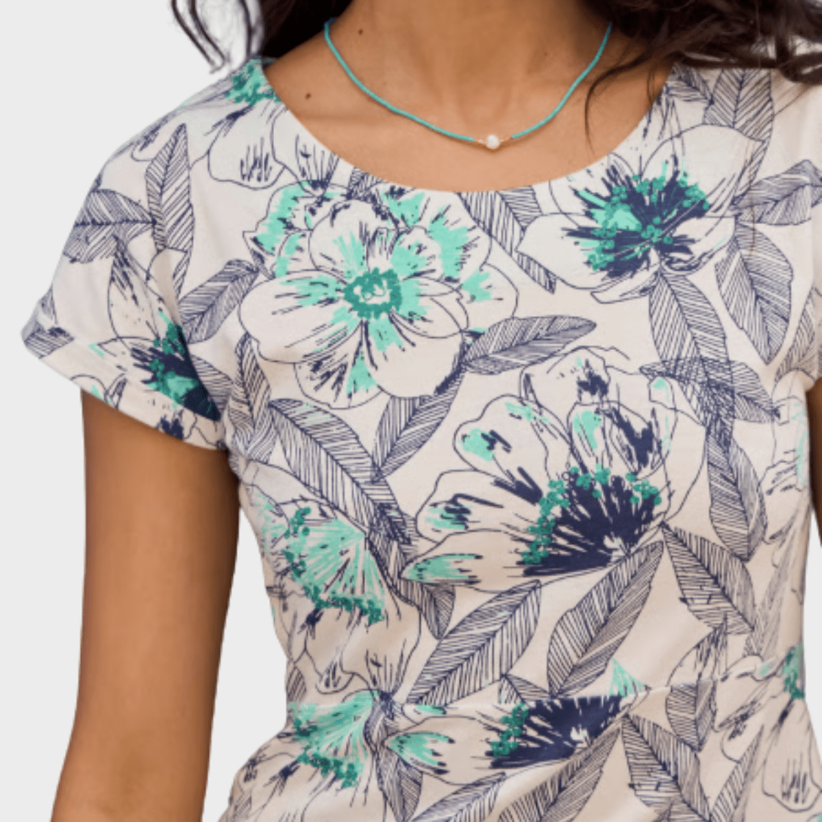 Ladies Printed Jersey Dress White/Green from You Know Who's