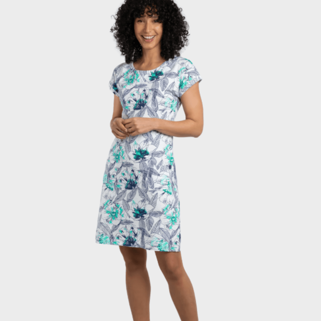 Ladies Printed Jersey Dress White/Green from You Know Who's