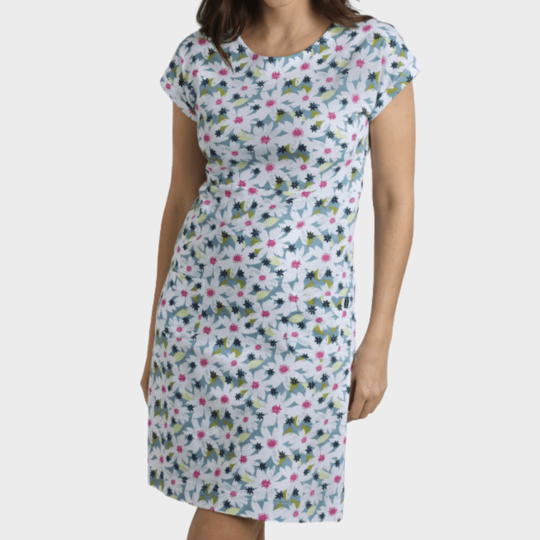 Ladies Printed Jersey Dress White/Pink from You Know Who's