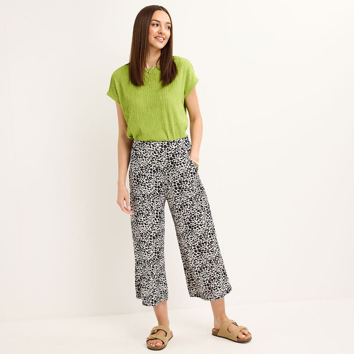 Ladies Printed Plisse Crop Trouser from You Know Who's