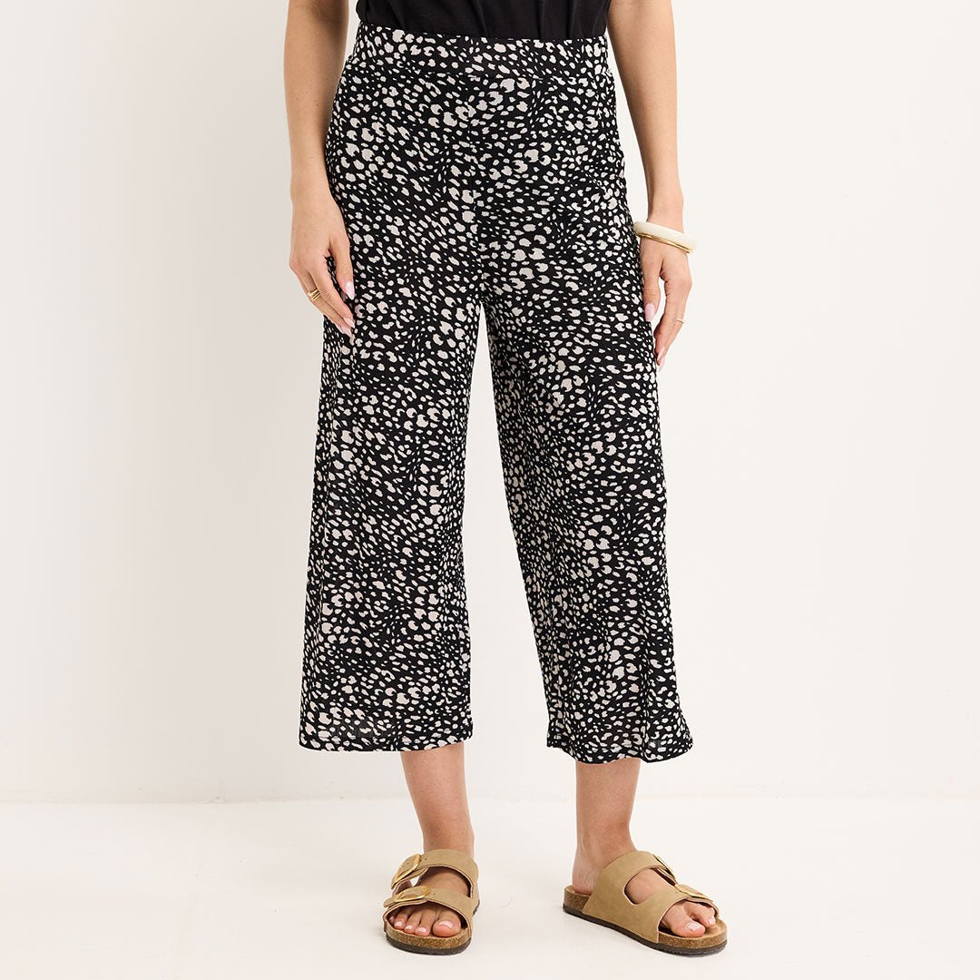 Printed Plisse Crop Trouser