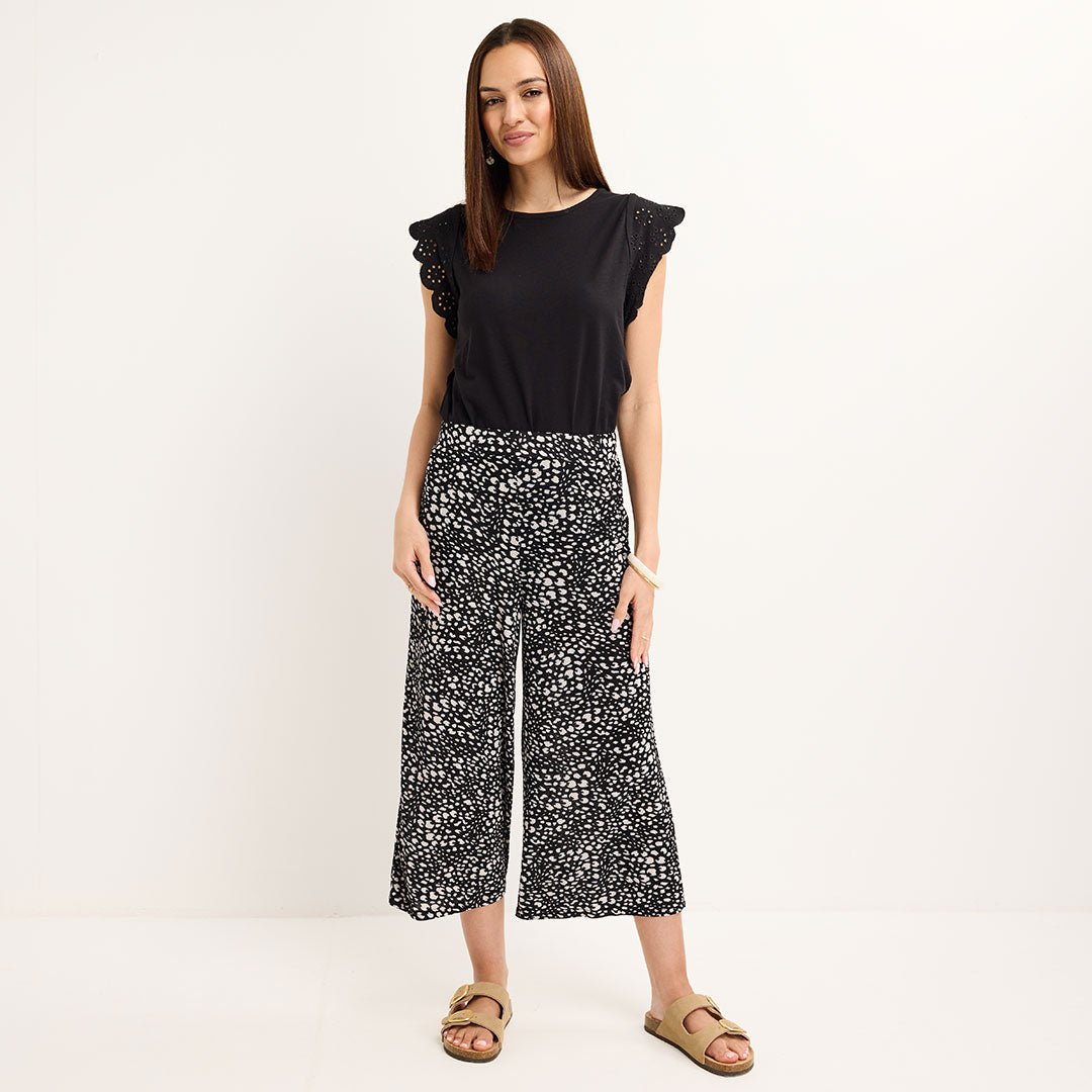 Ladies Printed Plisse Crop Trouser from You Know Who's