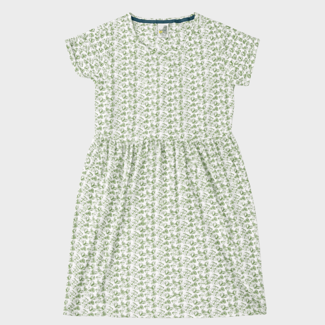 Ladies Printed Side Pocket Dress White/Green from You Know Who's