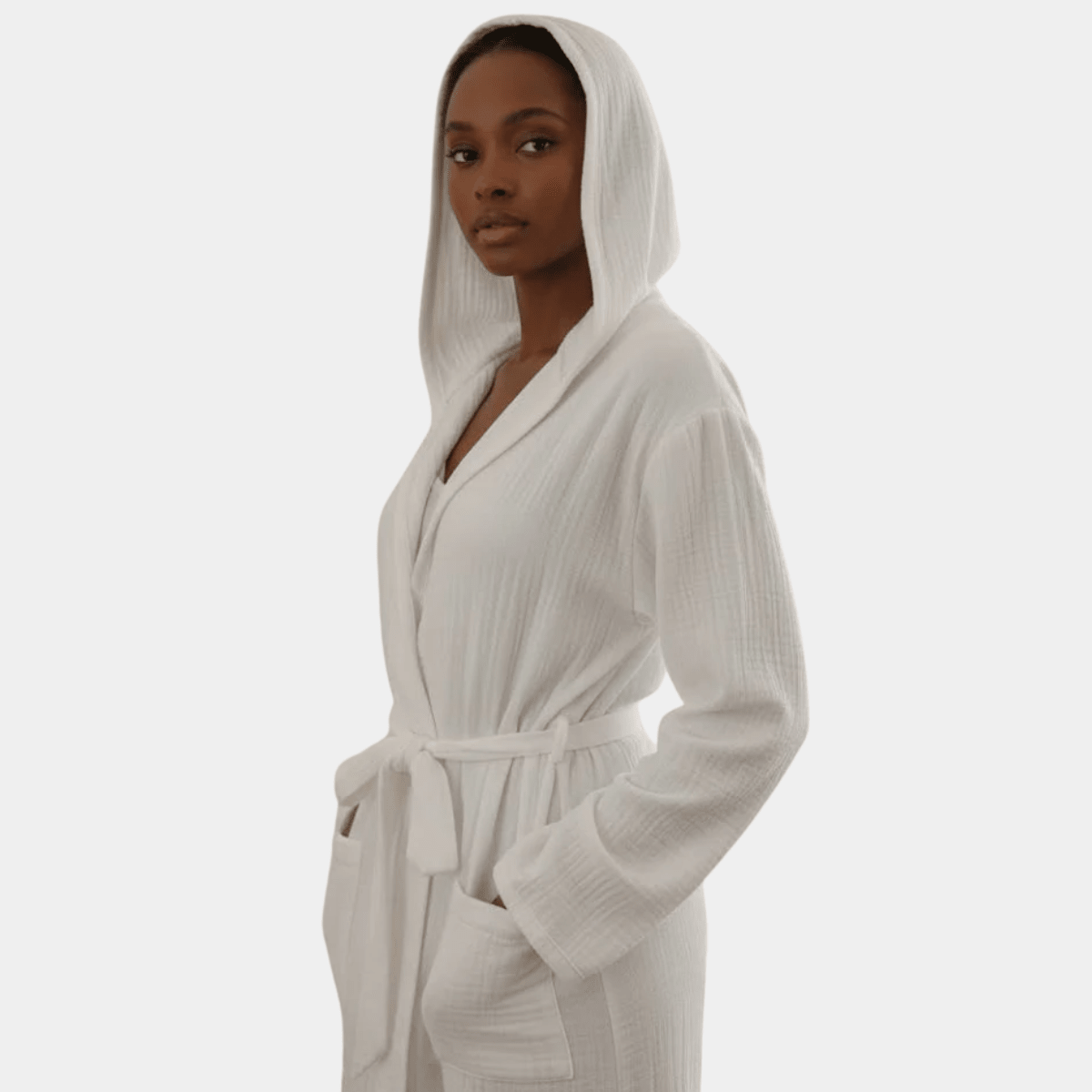 Ladies Pure Cotton Hooded Muslin Dressing Gown from You Know Who's