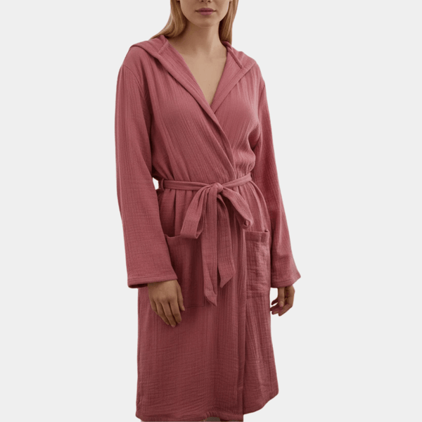 Ladies Pure Cotton Hooded Muslin Dressing Gown from You Know Who's