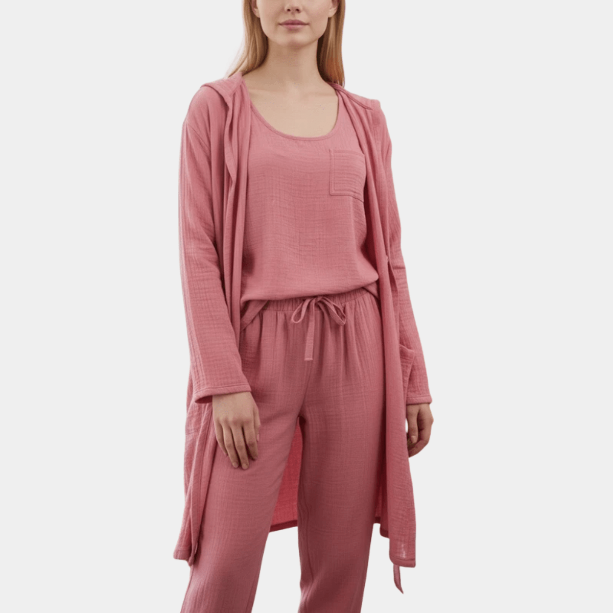 Ladies Pure Cotton Hooded Muslin Dressing Gown from You Know Who's