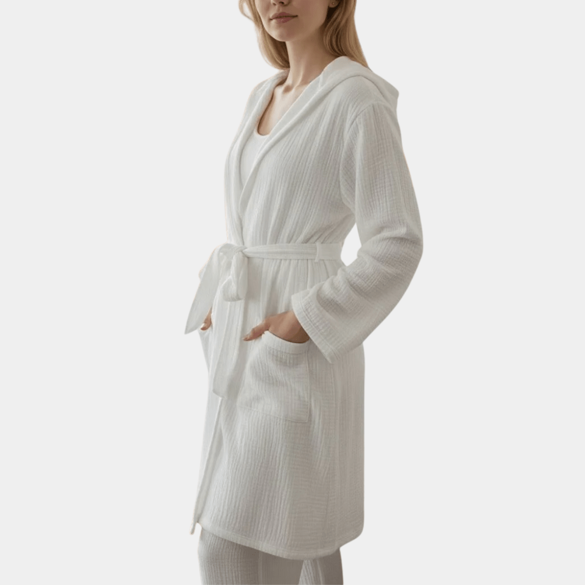 Ladies' pure cotton hooded waffle dressing gown for £6