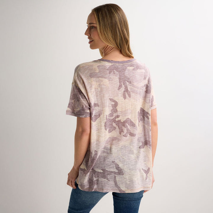 Ladies Purple Camo Cotton Relaxed Tee from You Know Who's