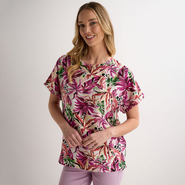 Ladies Purple Palm Drop Shoulder Top from You Know Who's