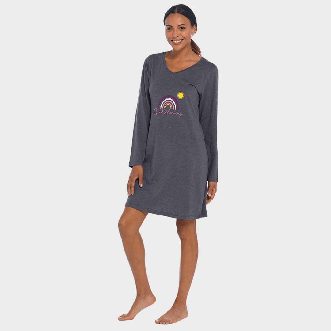 Ladies Rainbow Printed Long Sleeve Nightie from You Know Who's