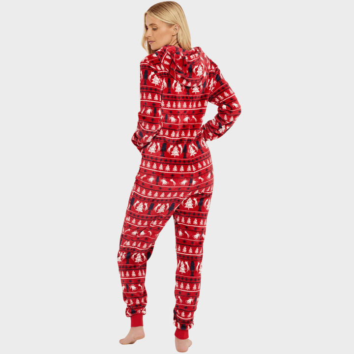 Ladies Red Fleece Onesie from You Know Who's