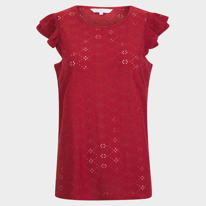 Ladies Red Flower Ruffle Sleeve Top from You Know Who's