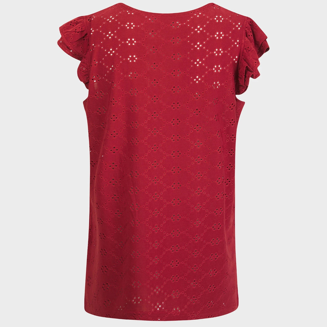 Ladies Red Ruffle Sleeve Top – You Know Who's