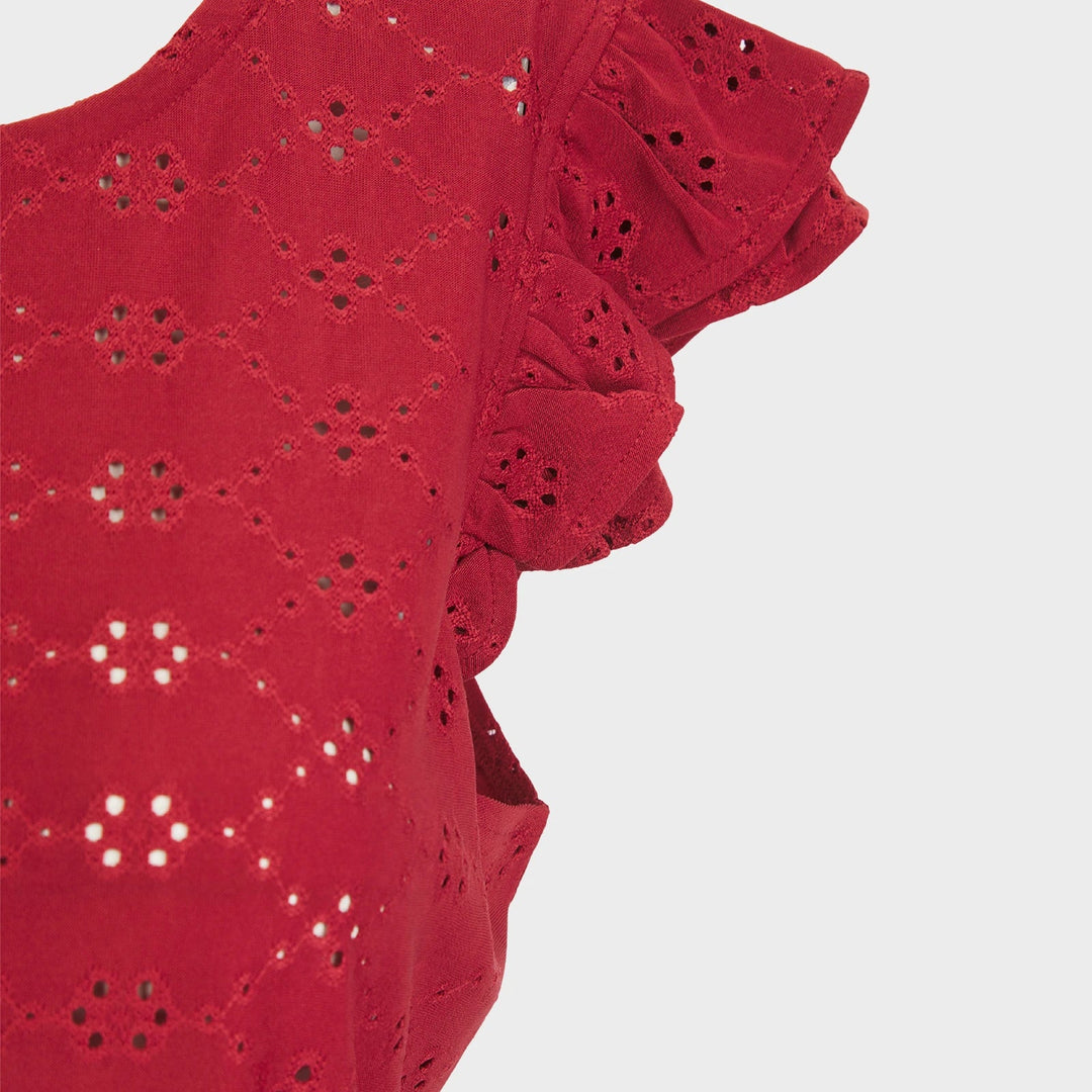 Ladies Red Ruffle Sleeve Top – You Know Who's
