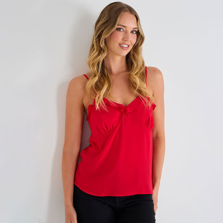 Ladies Red Frill Cami Vest from You Know Who's