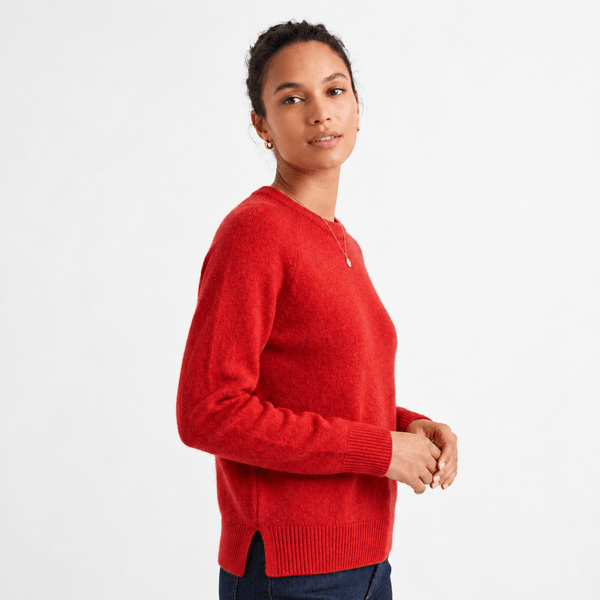 Ladies Red Relaxed Crew Neck Jumper from You Know Who's