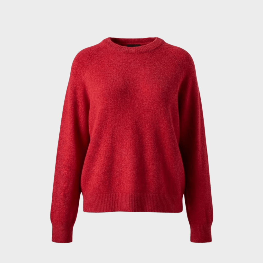 Ladies Red Relaxed Crew Neck Jumper from You Know Who's