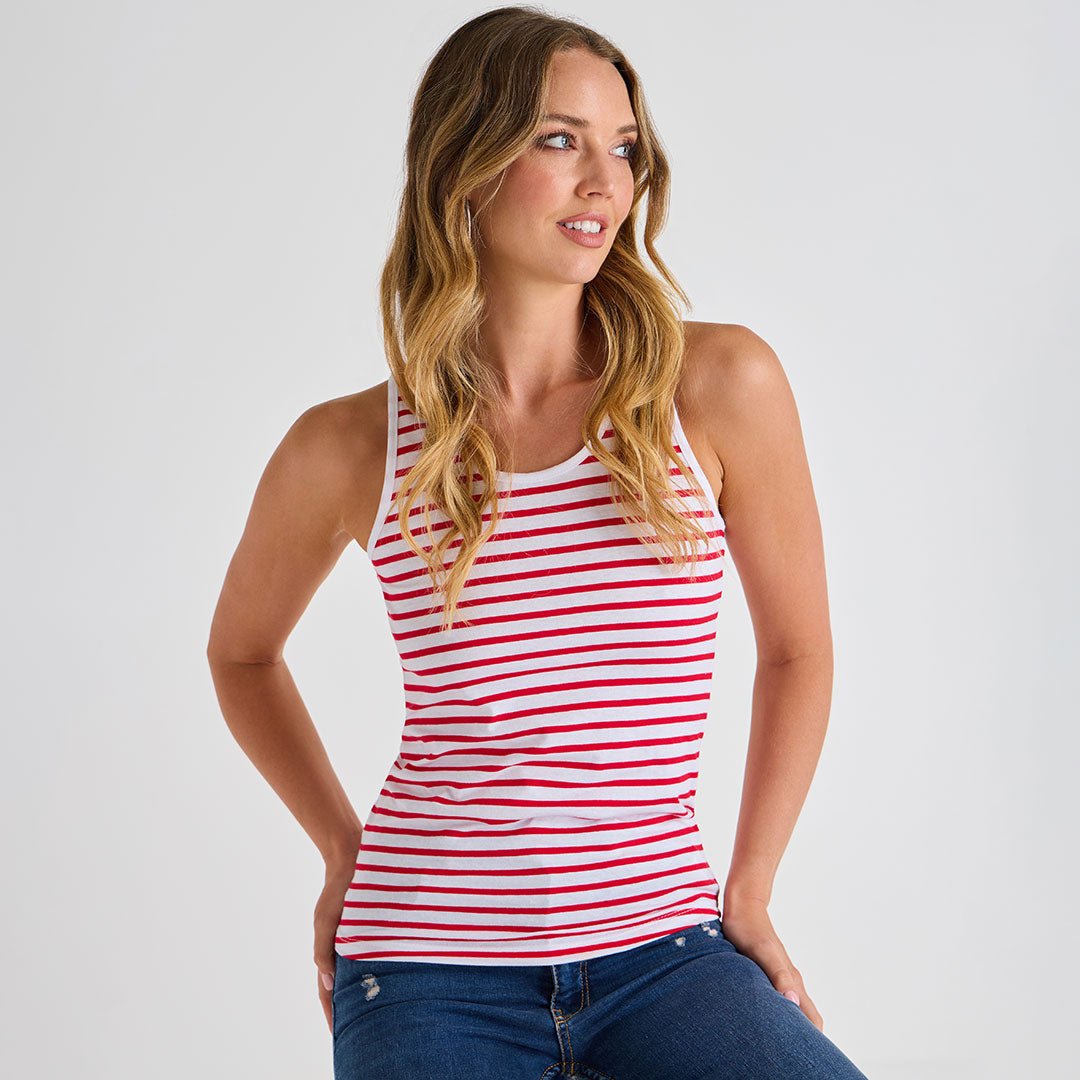 Ladies Red Striped Vest from You Know Who's