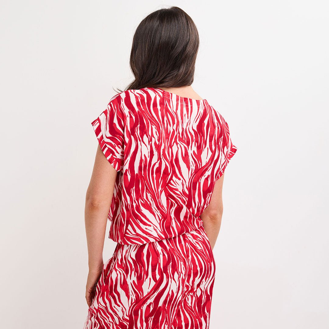 Ladies Red Zebra Tie Bottom Top from You Know Who's