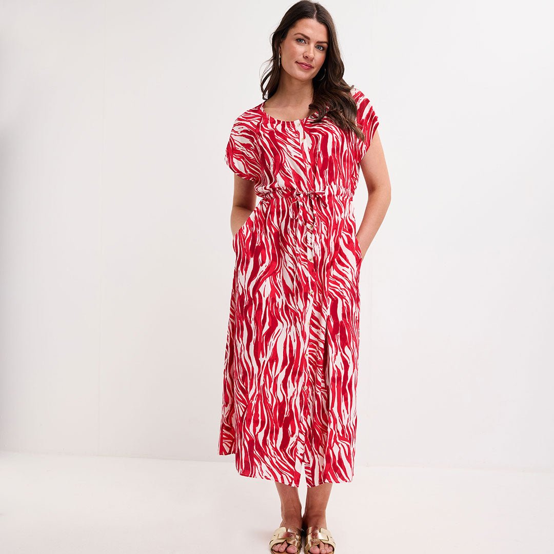 Ladies Red Zebra Tie Waist Dress from You Know Who's