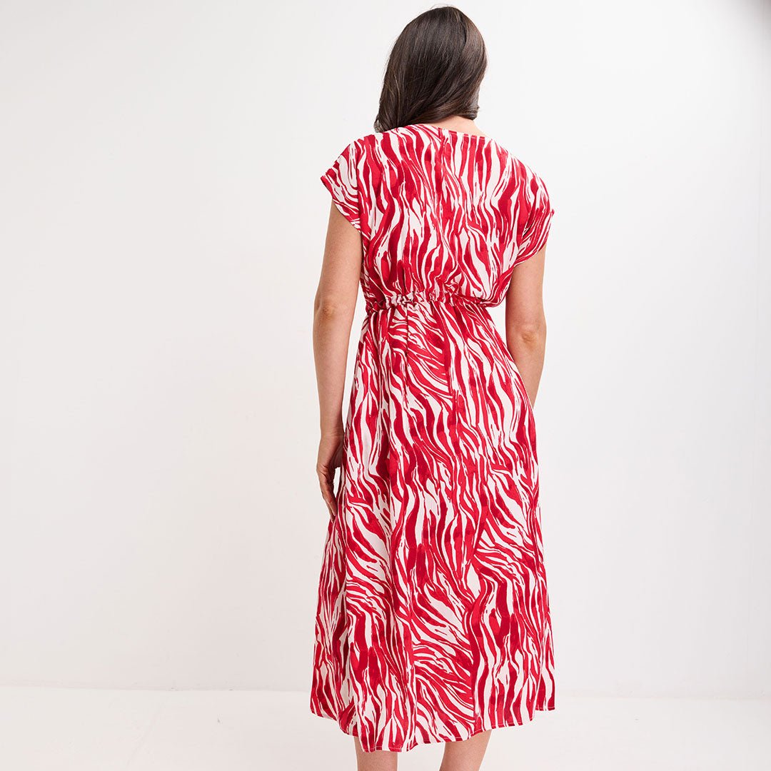 Ladies Red Zebra Tie Waist Dress from You Know Who's