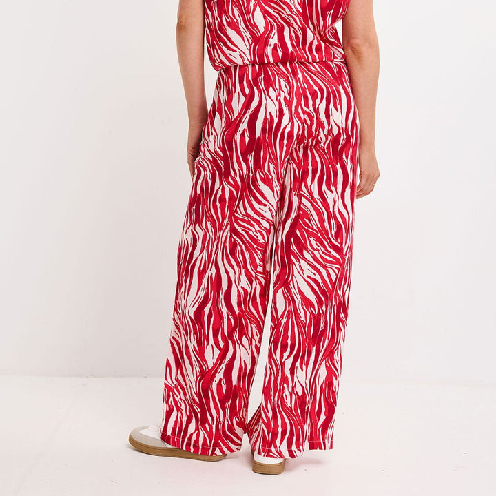 Ladies Red Zebra Wide Leg Trouser from You Know Who's