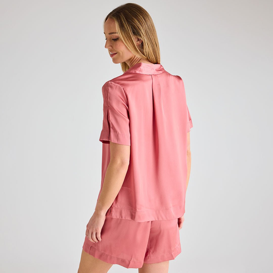 Ladies Rose Satin Short Pj set from You Know Who's
