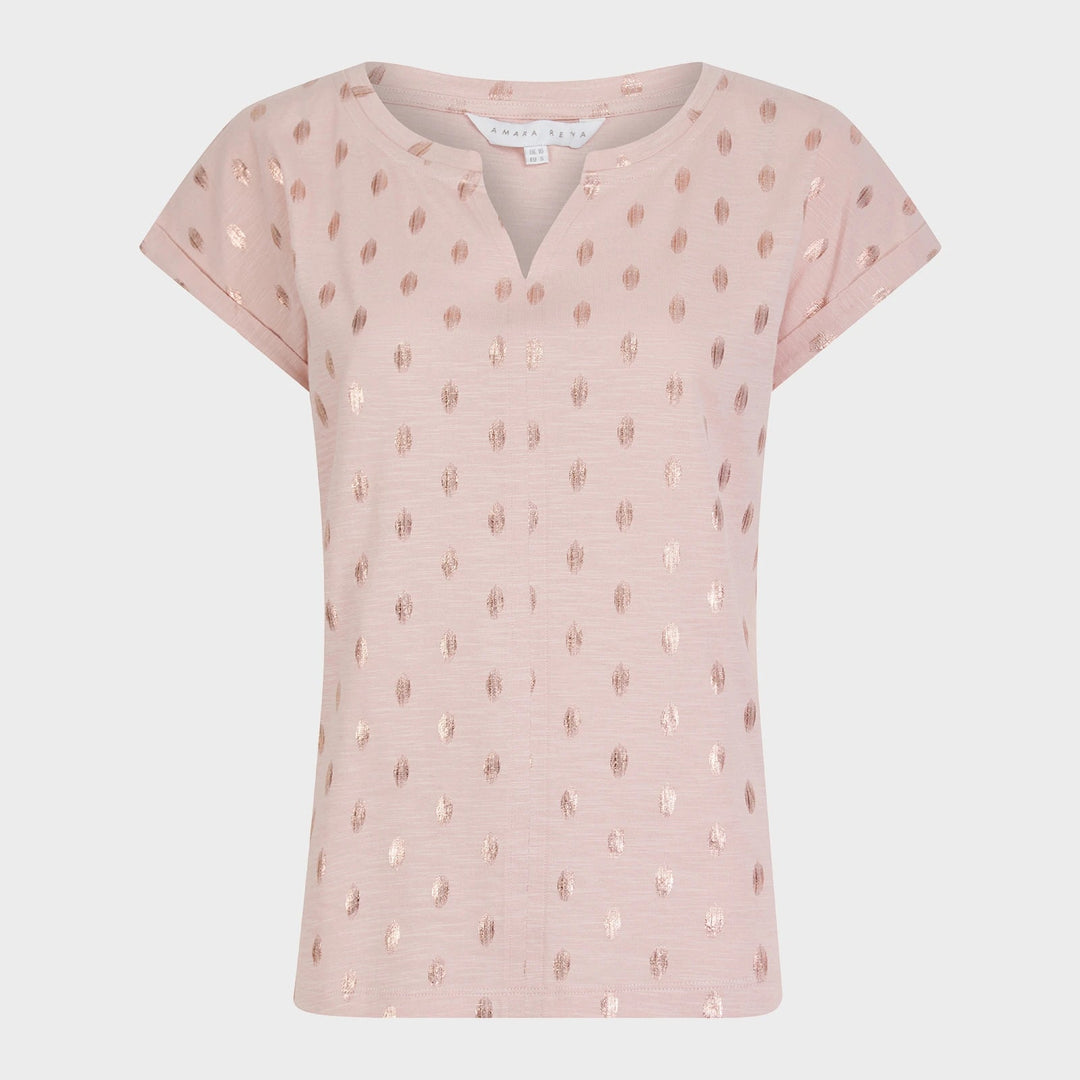 Ladies Rose V Spot Foil Print T-shirt from You Know Who's