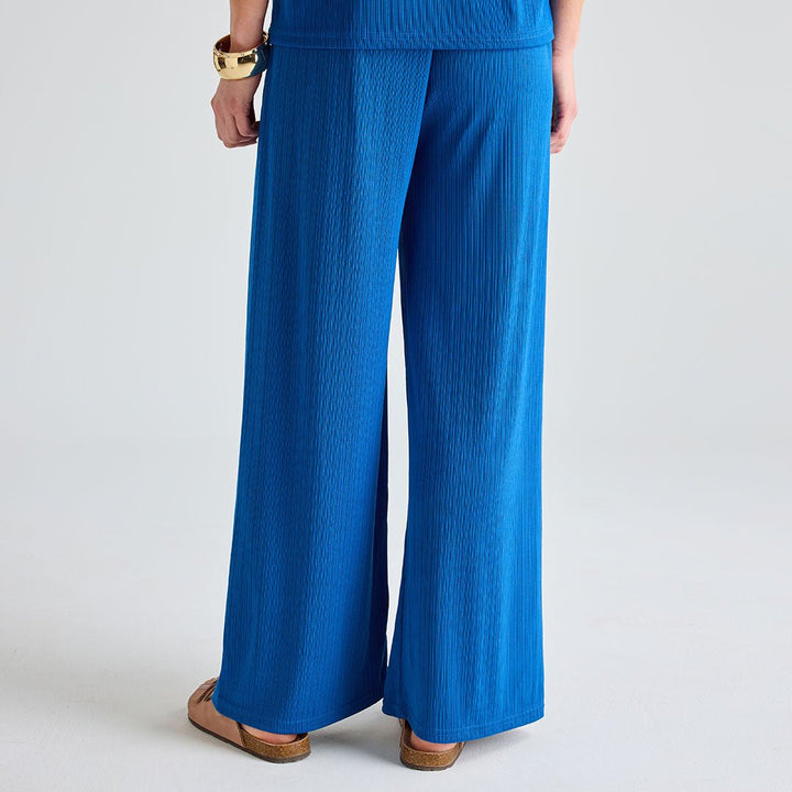 Ladies Royal Blue Plisse Ribbed Trouser from You Know Who's