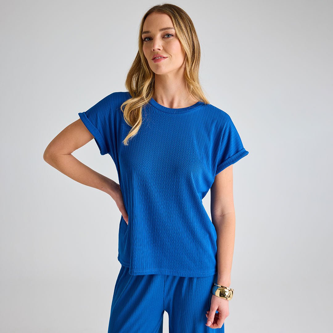 Ladies Royal Blue Plisse Top from You Know Who's