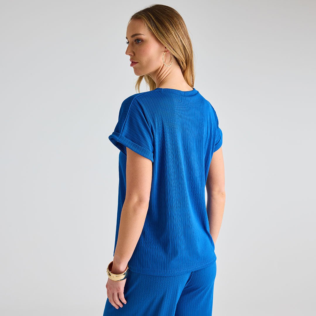 Ladies Royal Blue Plisse Top from You Know Who's