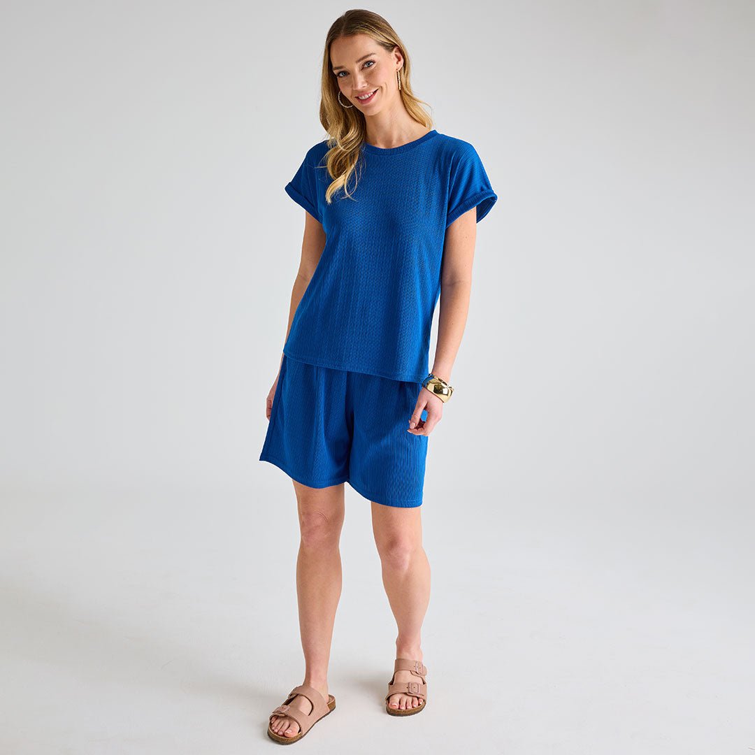 Ladies Royal Blue Plisse Top from You Know Who's
