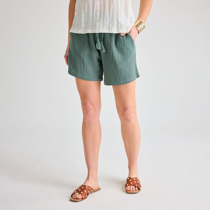 Ladies Sage 2 Pocket Tie Waist Short from You Know Who's