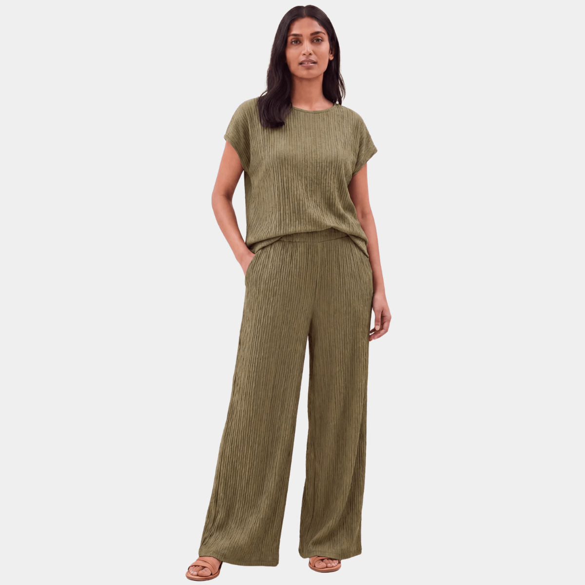 Ladies Sage Plisse Top from You Know Who's