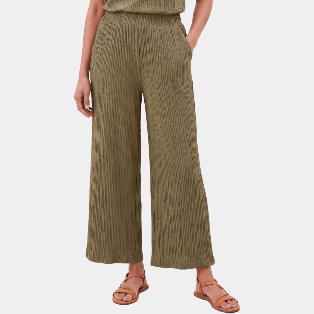 Ladies Sage Plisse Trouser from You Know Who's