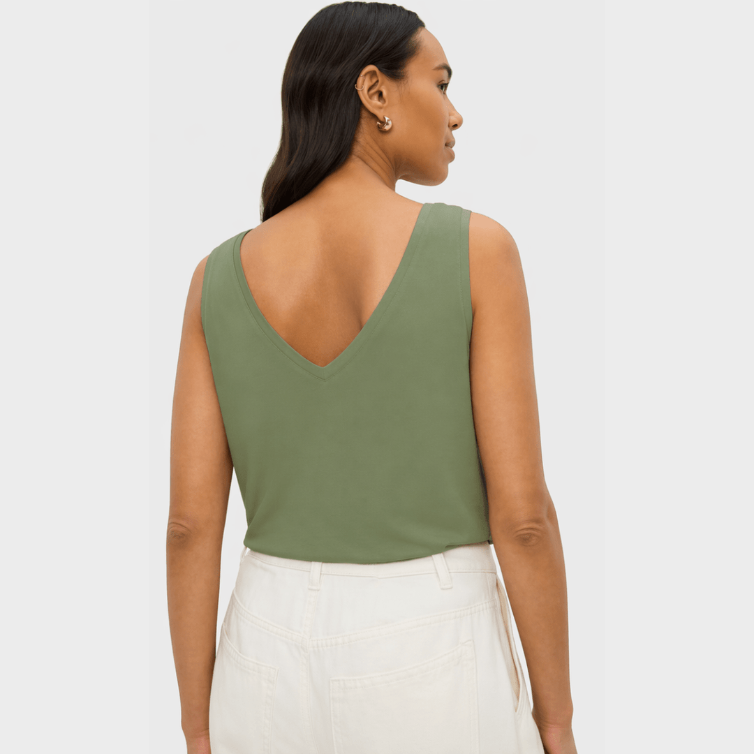 Ladies Sage V neck Sleeveless Top from You Know Who's