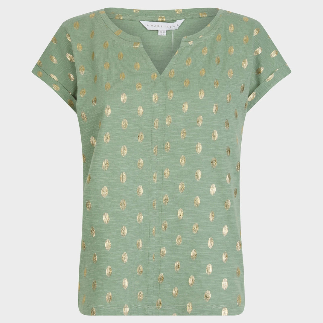 Ladies Sage V Spot Foil Print T-shirt from You Know Who's