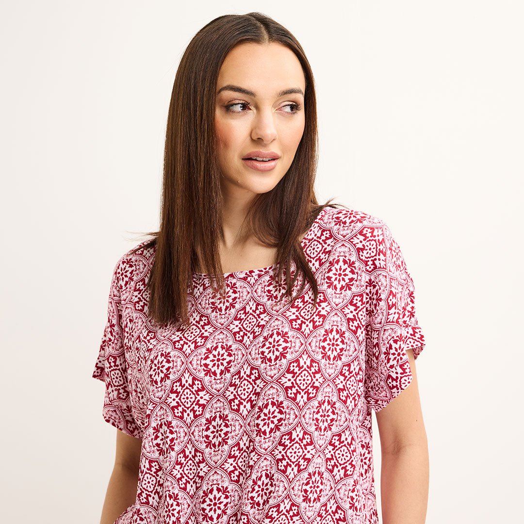Ladies Salsa Crinkle Tile Print Top from You Know Who's