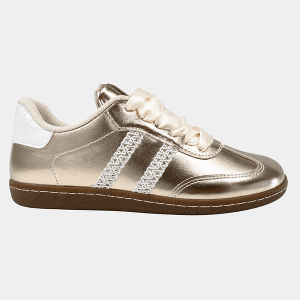 Ladies Satin Lace Metallic Trainers from You Know Who's