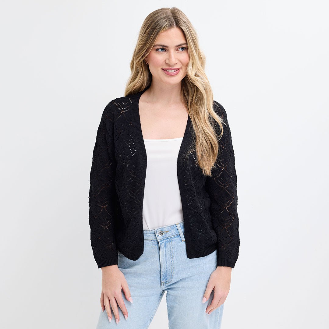 Ladies Scallop Hem Edge To Edge Cardigan from You Know Who's