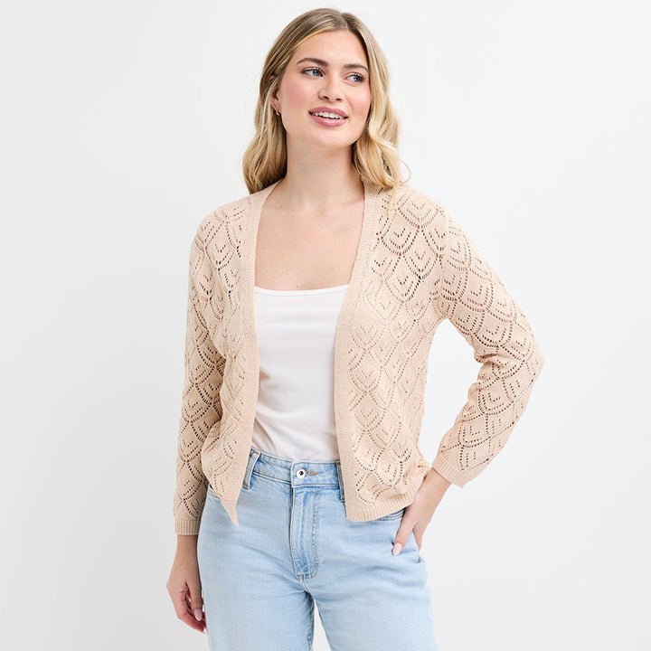 Ladies Scallop Hem Edge To Edge Cardigan from You Know Who's