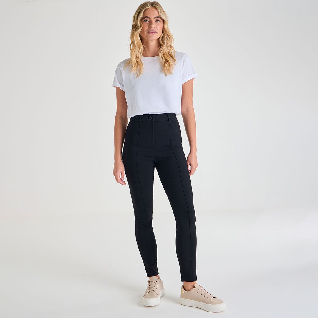 Ladies Seam Front Black Trouser from You Know Who's