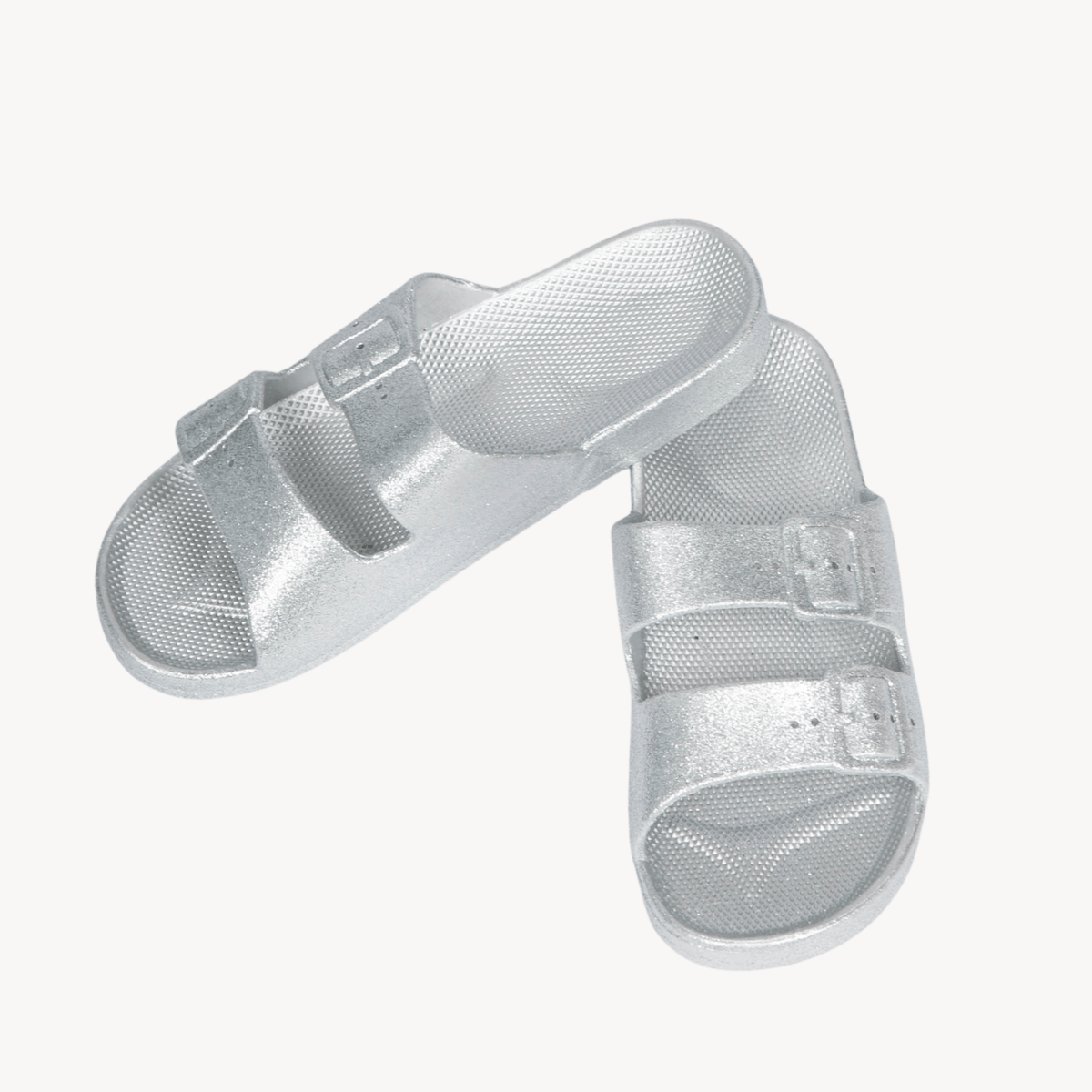 Ladies Silver Glitter 2 Buckle Slider from You Know Who's