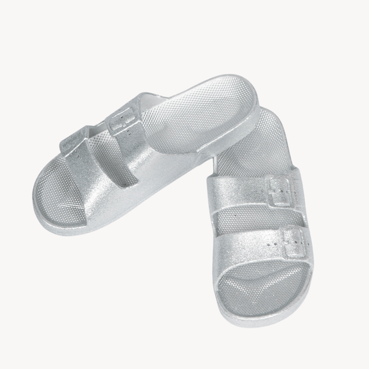 Ladies Silver Glitter 2 Buckle Slider from You Know Who's